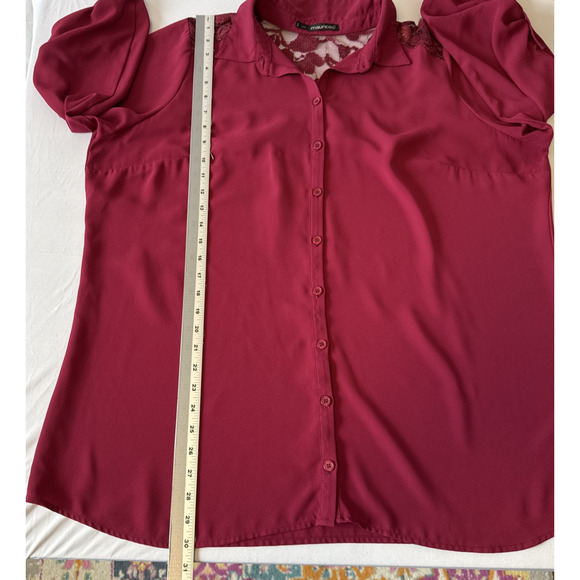 Maurices Women’s Plus 2 Whimsigoth Roll Tab Tunic Lace Blouse Fuchsia Pink Boho - Picture 7 of 9